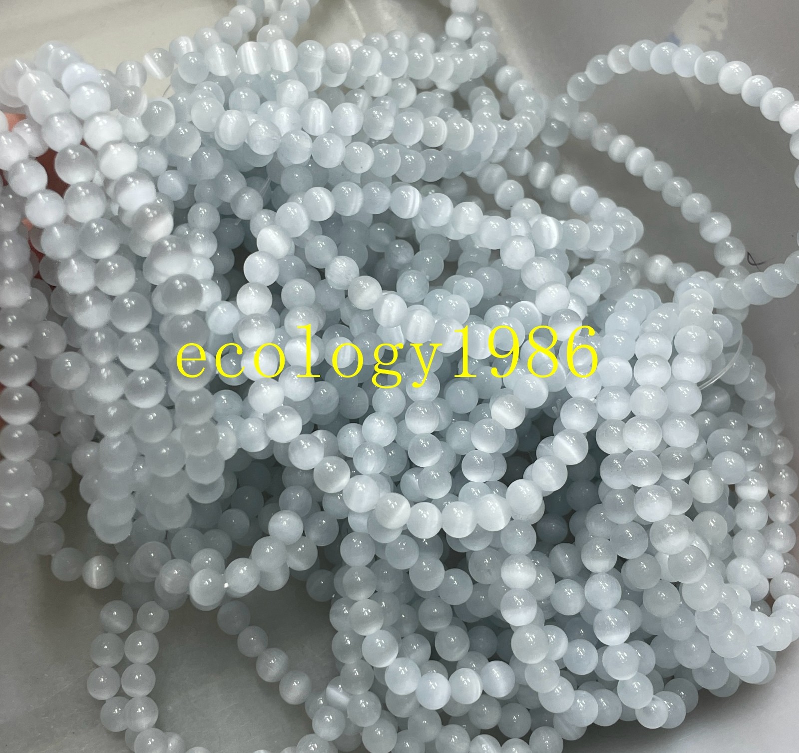 Glass Cat Eye Beads Round Beads 6mm Bracelet decor 7.5″ 10pcs