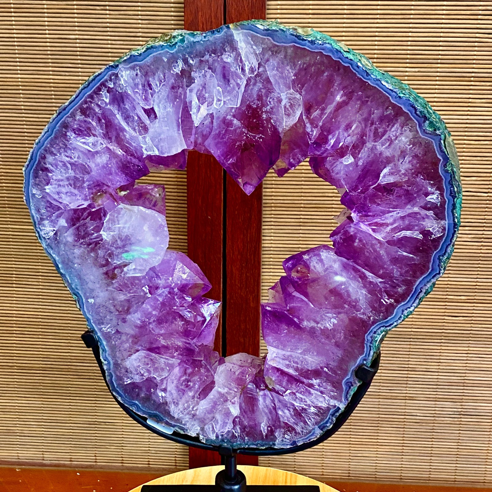 8.4LB Natural Amethyst Cave Crystal Slice Crescent shaped Hand Cut Repai