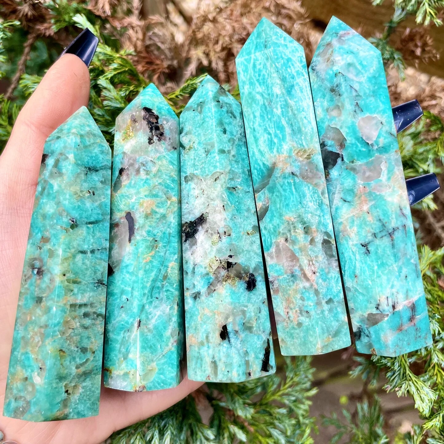 Amazonite Crystal Wand Obelisk Chakra Healing Witch Tower Point Home Decor Gift