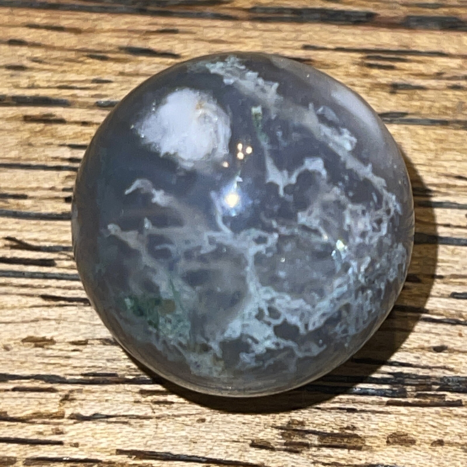 Moss Agate Sphere Ball Orb Marble 20.7mm, 16g