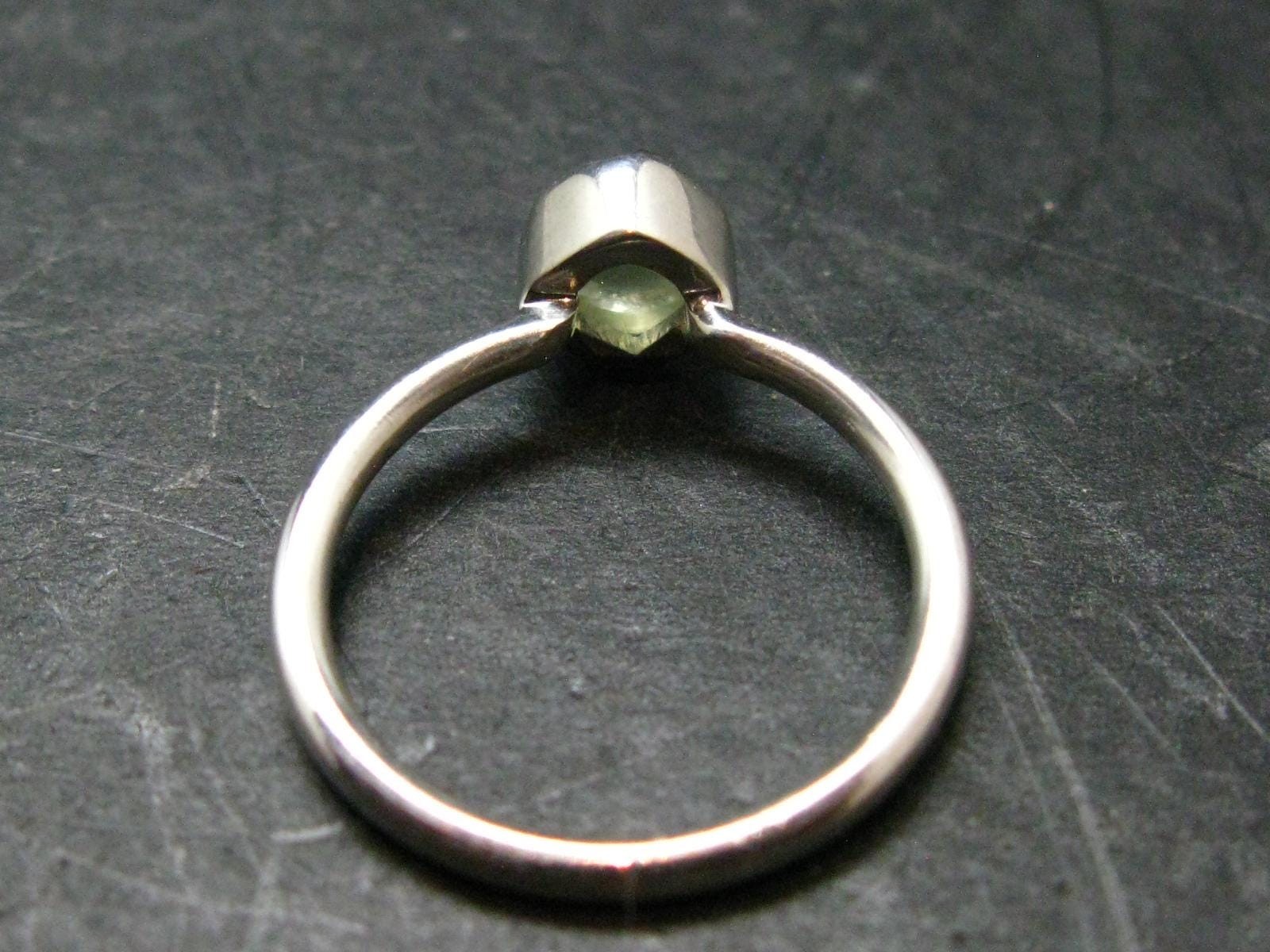 Moldavite Tektite Silver Ring from Czech Republic – 6 Size – 1.91 Grams