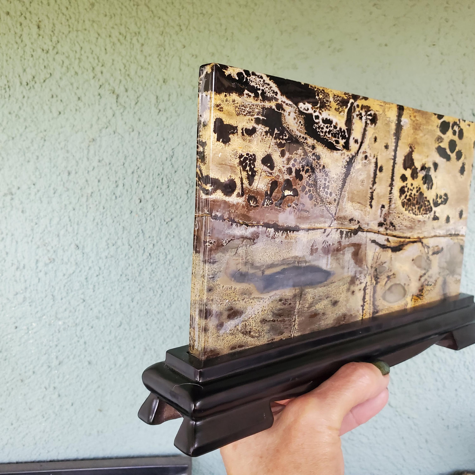 Picture Jasper Dendrite Pastel Display Tile Crystal Free Stand 838 grams