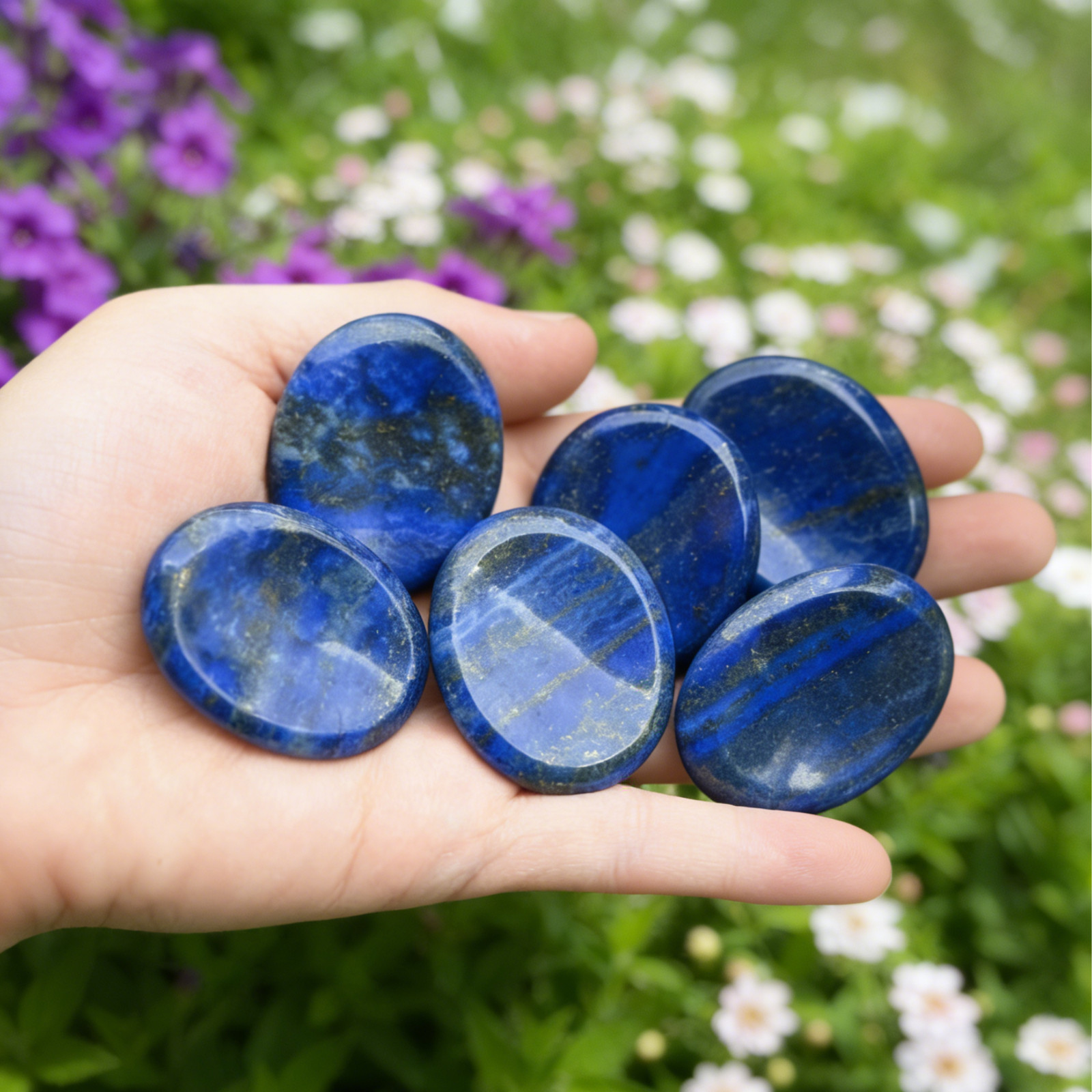 1pc Natural Lapis Lazuli Worry Stone Healing Crystal Meditation Home Decor Gift
