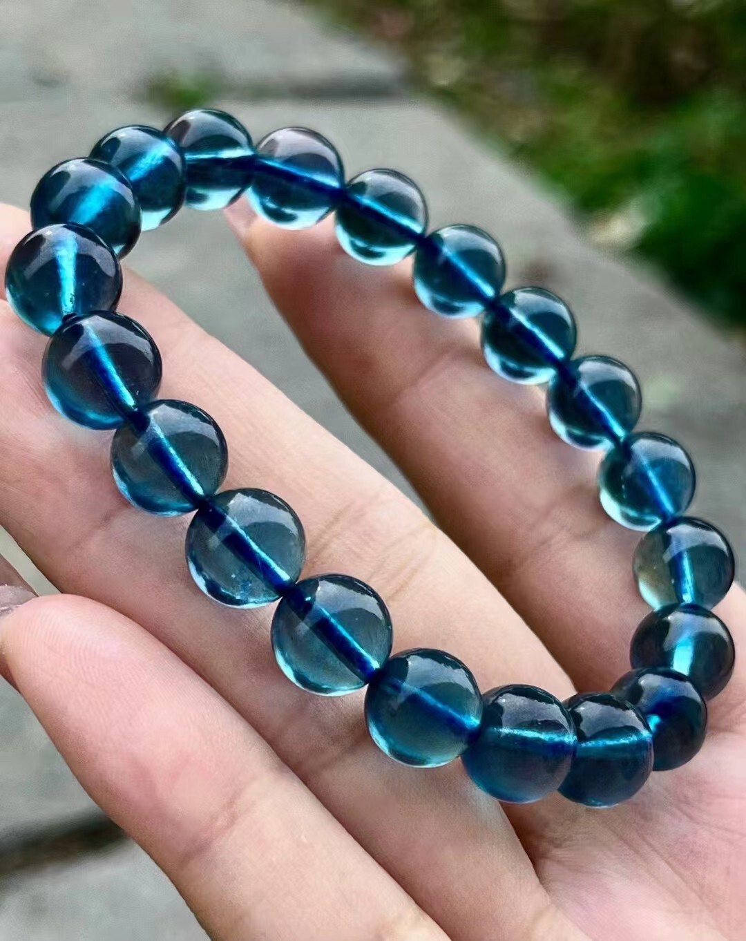 100% Natural Blue Ice Aquamarine Gemstone Round Beads Bracelet 10mm AAAAA