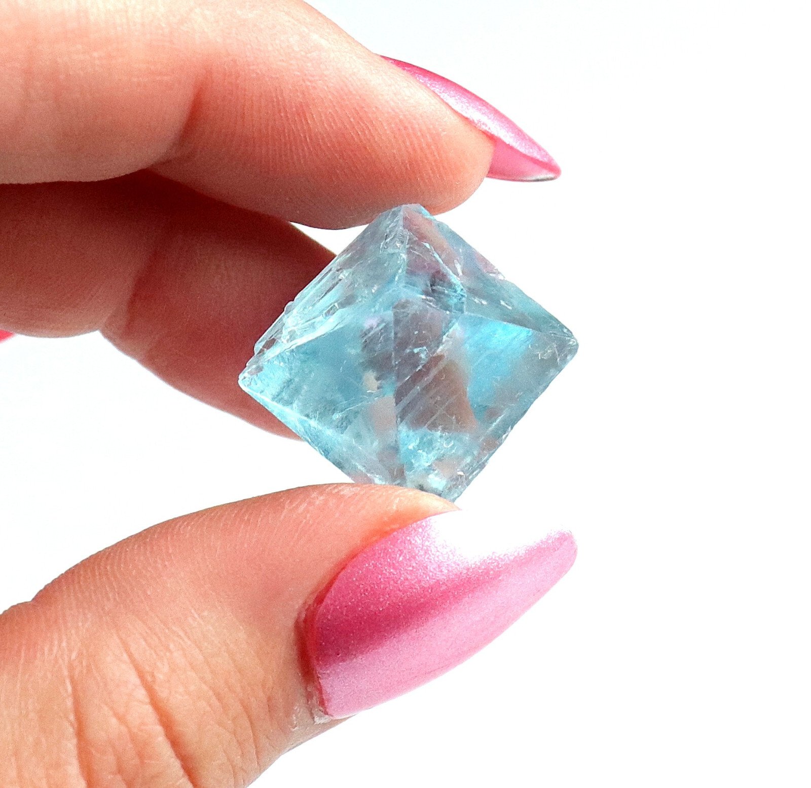 Fluorite Octahedron Gemmy Sky Blue Color Cave In Rock, Illinois 2.4 Cms