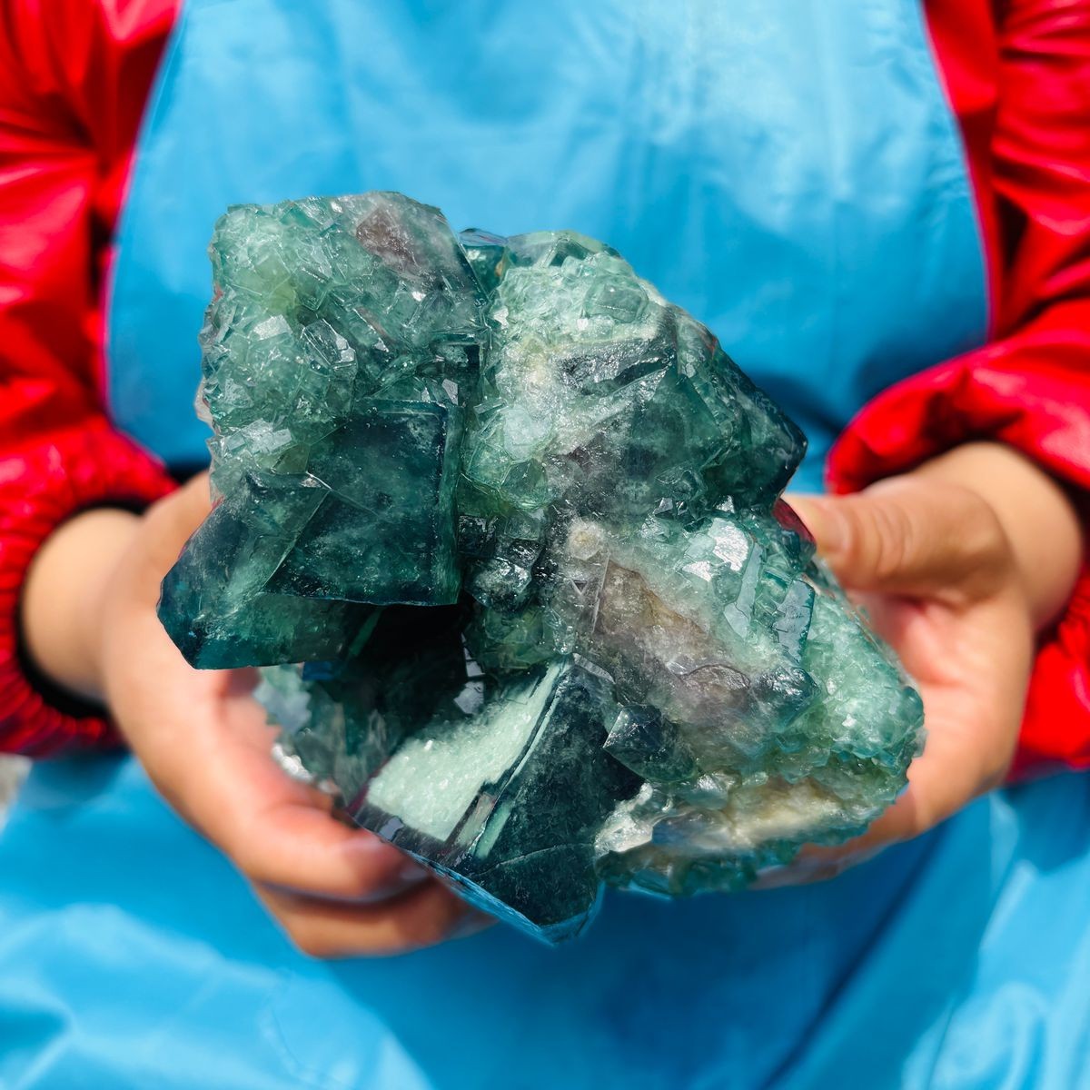 3.93LB Natural Green Fluorite Crystal Cluster Cubic Fluorite Specimen healing