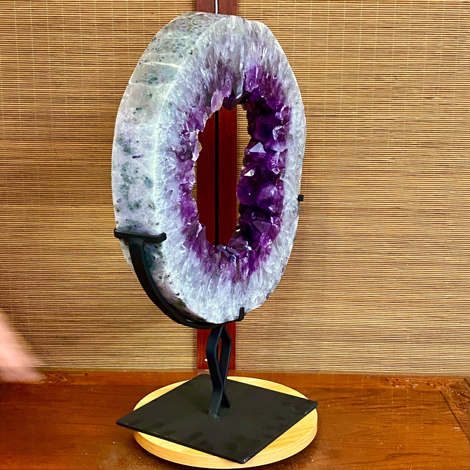 28.4LB Natural Amethyst Cave Crystal Slice Crescent shaped Hand Cut Repai