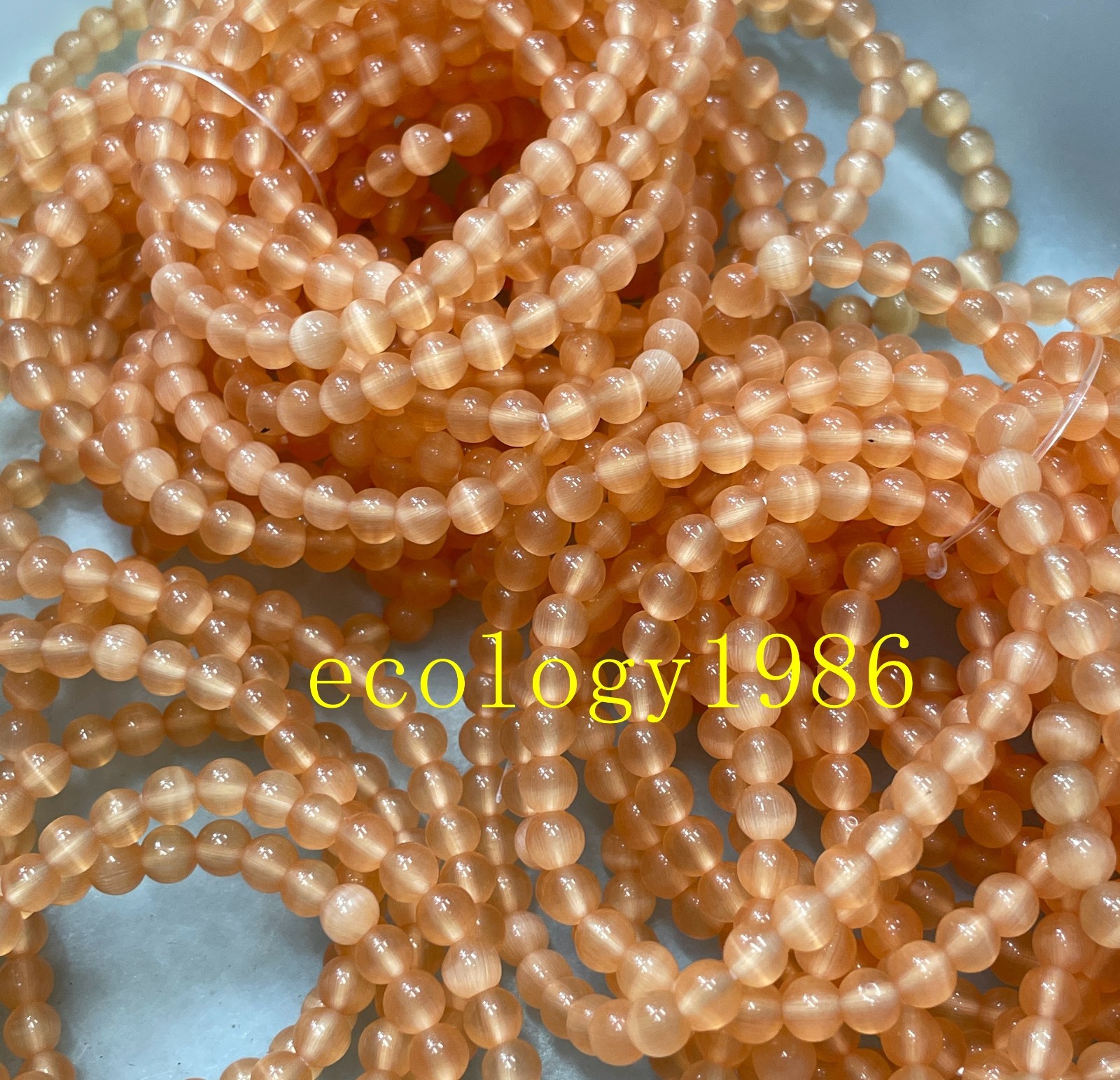 Glass Cat Eye Beads Round Beads 6mm Bracelet decor 7.5″ 10pcs