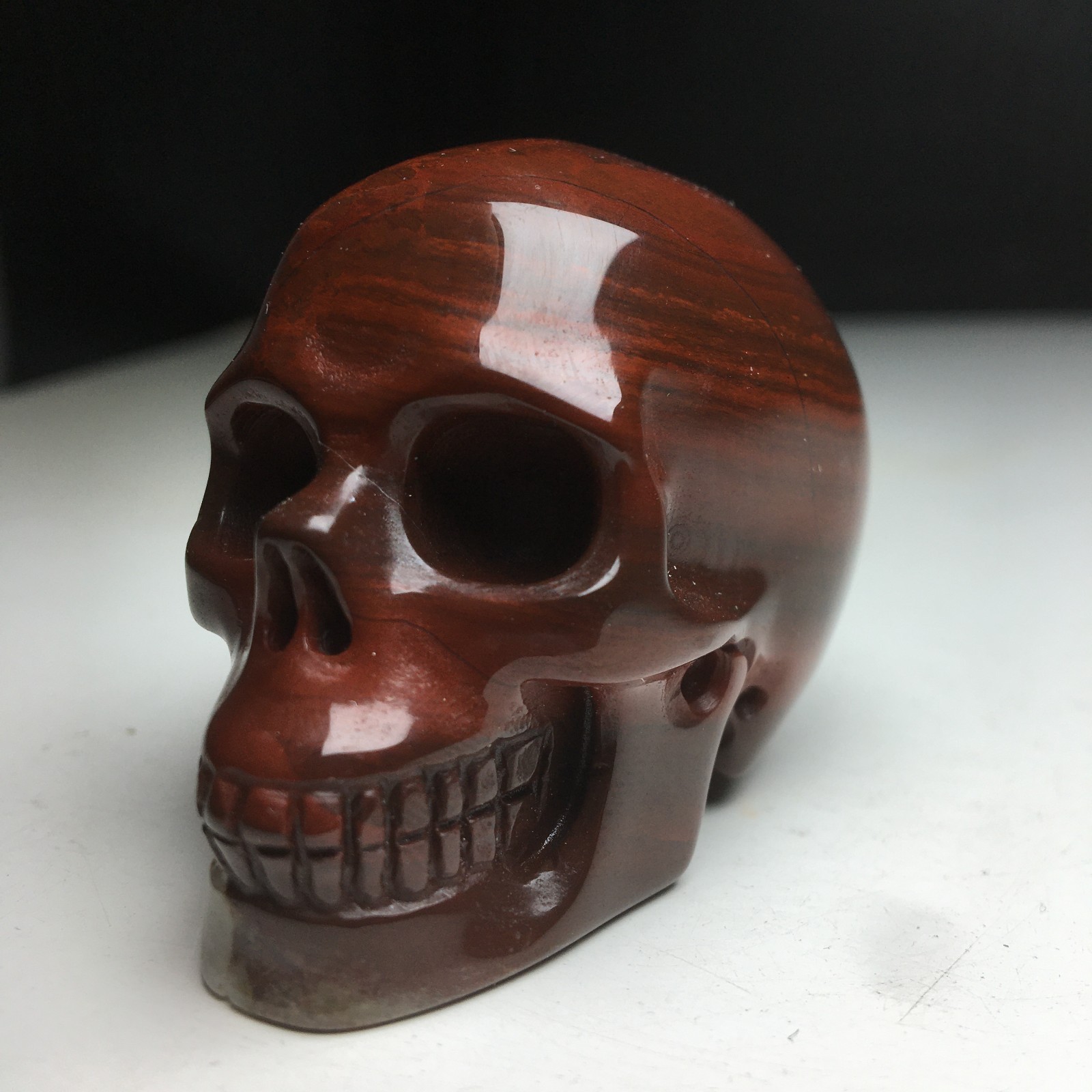 2.0”Natural Crystal Mineral Specimen.RED AGATE.Hand-carved SKULL.Statue.GIFT.CG