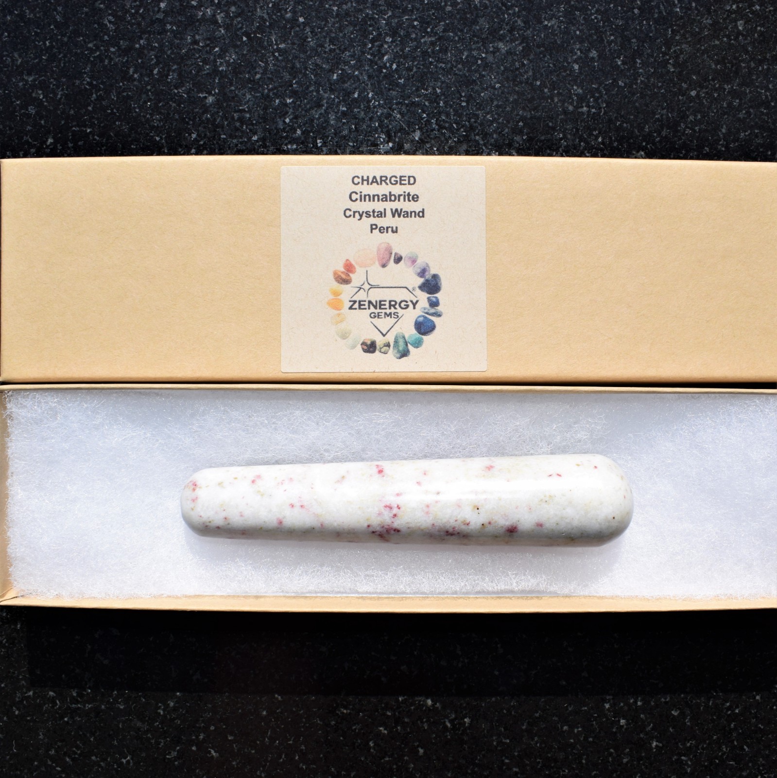 CHARGED 4.0″ Cinnabrite Crystal Massage Wand Reflexology Energy Healing REIKI