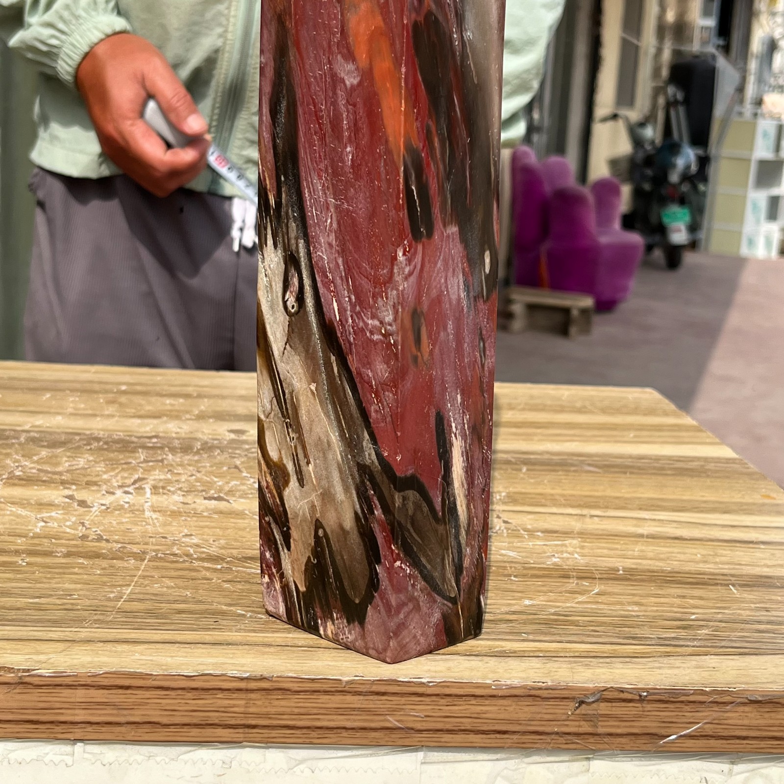 16.98LB Large Natural Polished Petrified Wood Obelisk Tower Crystal Reiki Decor