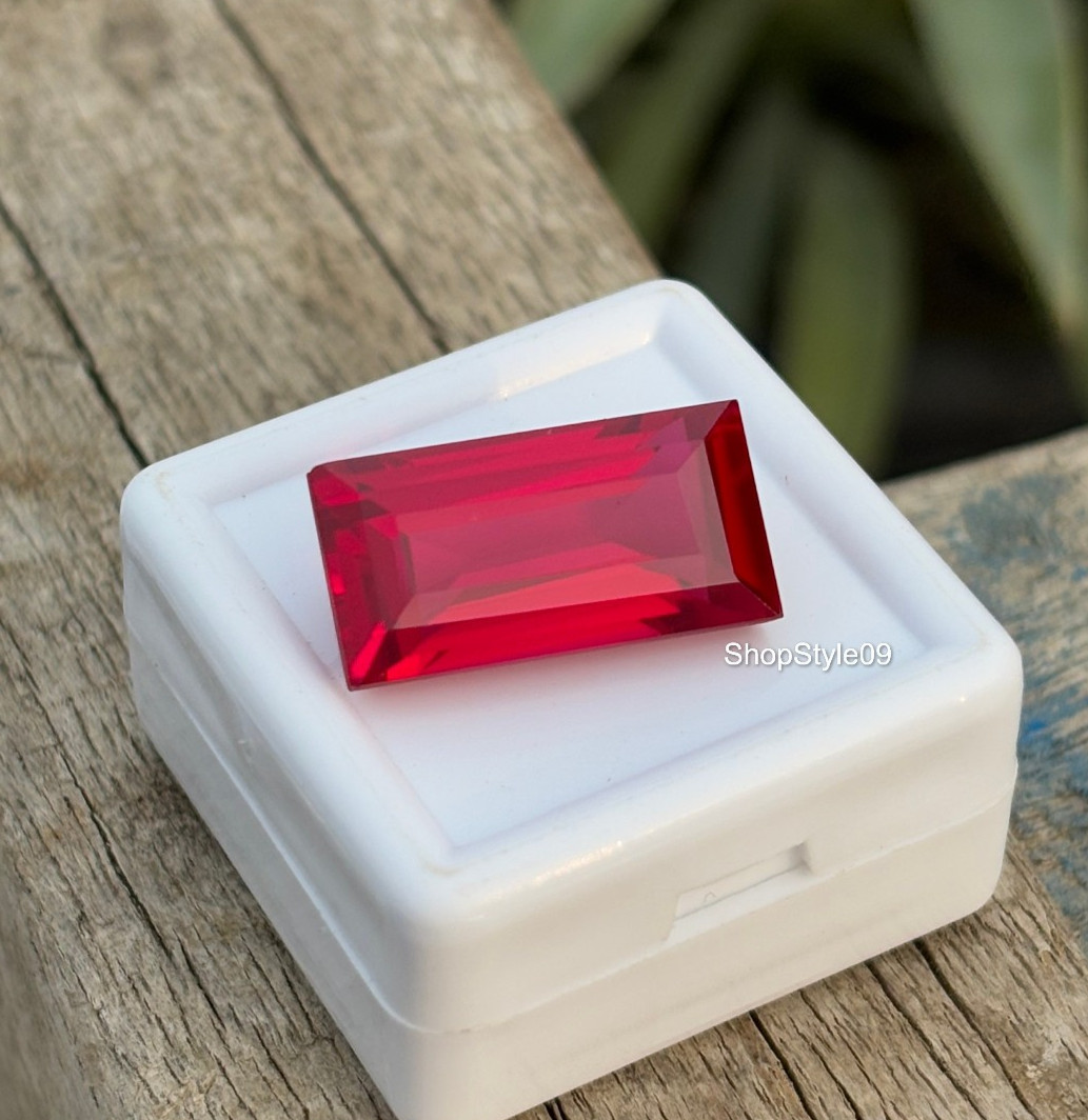 16.00 Ct Natural Red Ruby Princess Cut 18.3×9.3×7.2mm Certified Loose Gemstone