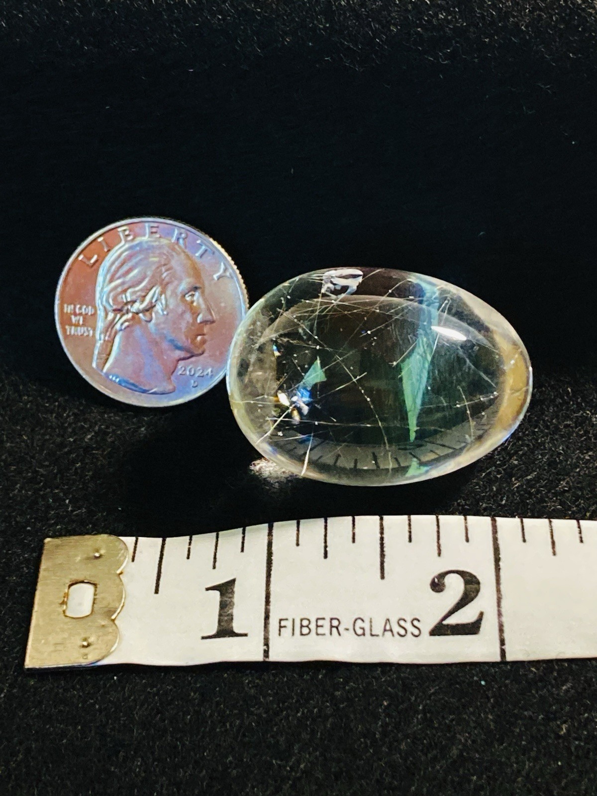 Rutilated Quartz natural fine Egg clear 33 grams 1.5”across hairy mineral