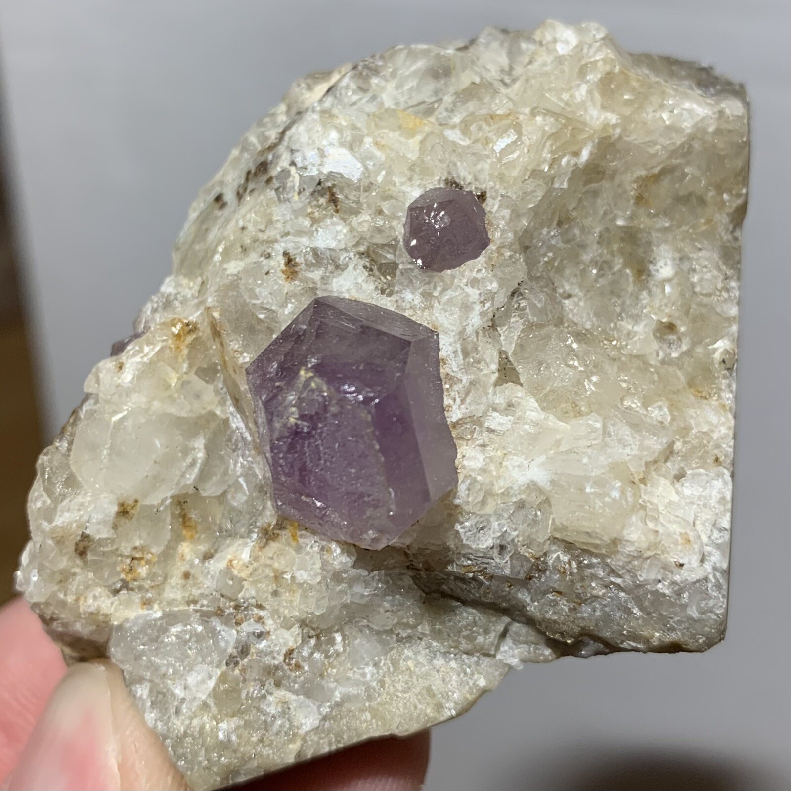 Amethyst Quartz Crystal In Calcite Muqur Ghazni AFGHANISTAN 96g
