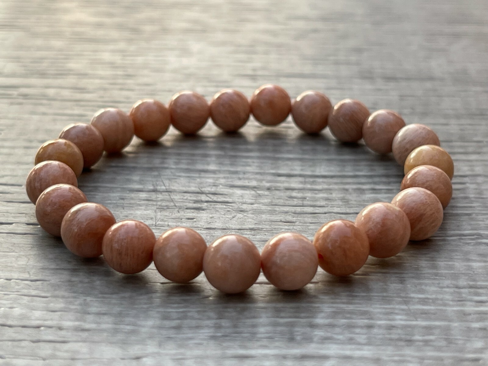 Sunstone Crystal Bead Bracelet 8mm, Genuine Sunstone Opaque Gemstone Bracelet