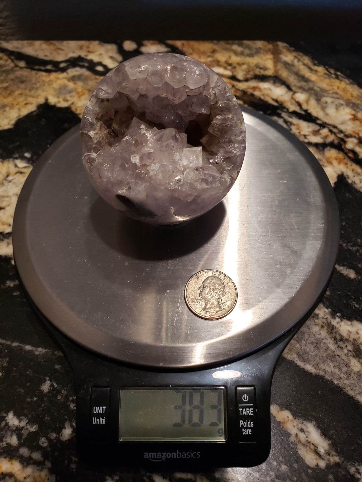2.8″ Purple Amethyst Quartz Crystal Ball Orb Sphere Rainbows Druzy Matrix, 383g