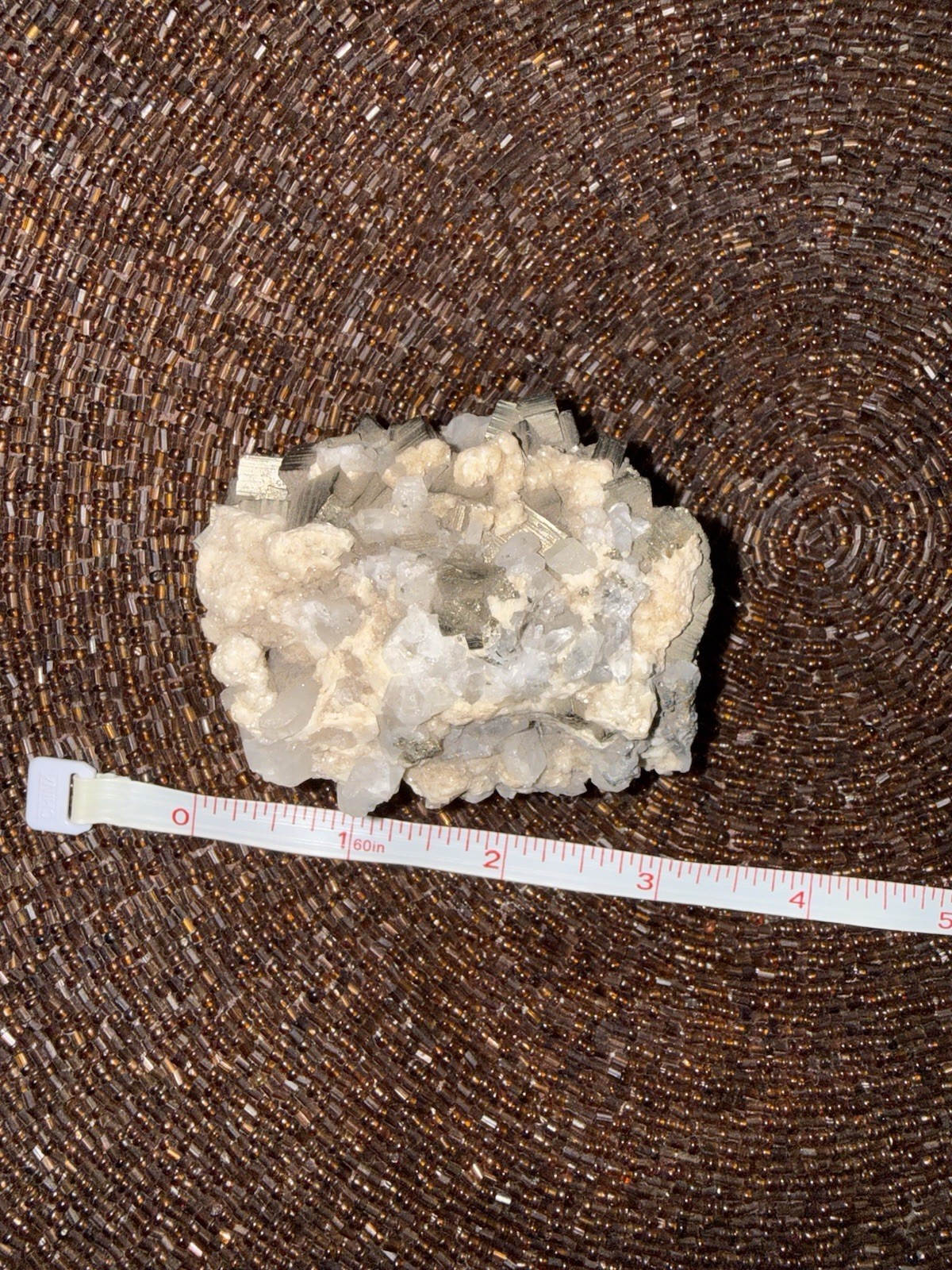 Pyrite Cubes on Quartz Crystal Cluster Mineral Specimen Display Piece 0.99 lb