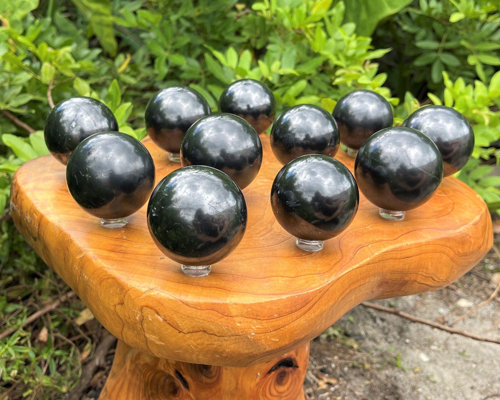 LARGE Shungite Crystal Sphere Medium 50 mm Sphere + Stand (2″ Shungite Sphere)