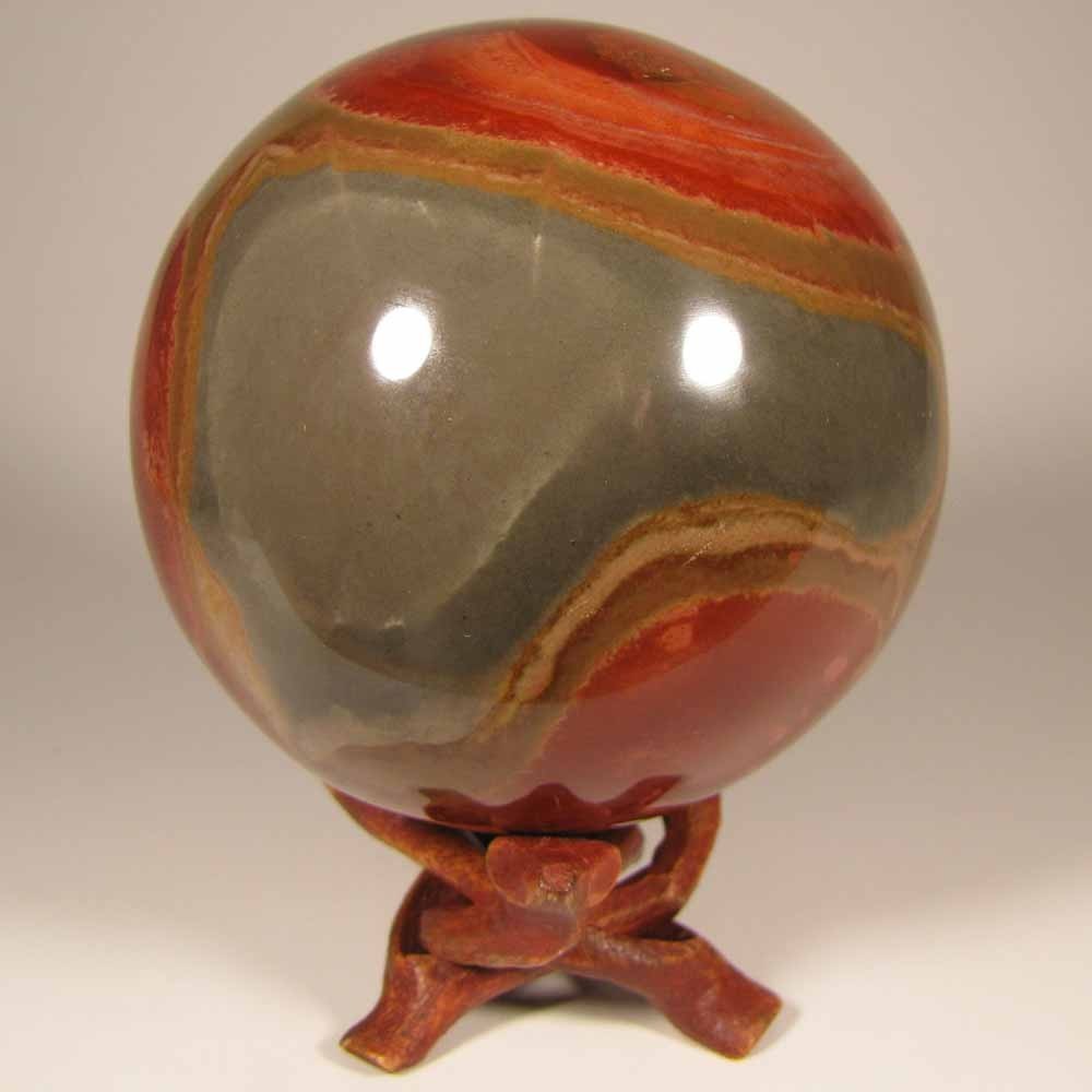 3″ POLYCHROME JASPER Gemstone Sphere w/ Stand – Madagascar – 76mm – 1.3 lbs.