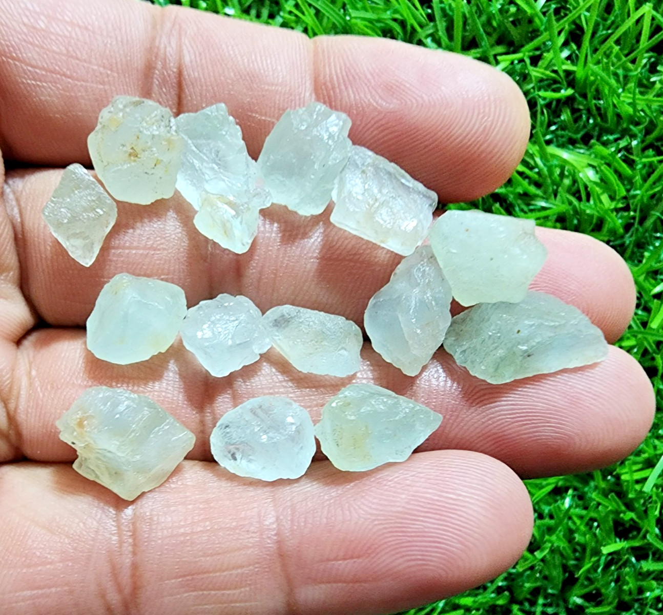 14 Pcs Mickey Aquamarine Gemstone Rough Lot 9-16 mm Aquamarine Rough Stone Bulk