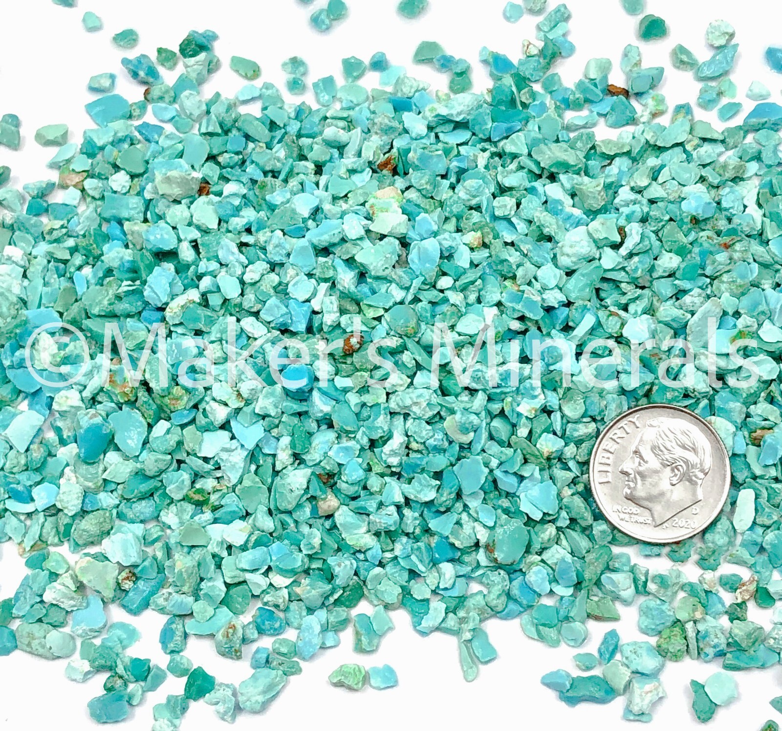 Crushed Blue-Green Fox Turquoise A+ Chips, 2mm-4mm for Woodworking Inlay