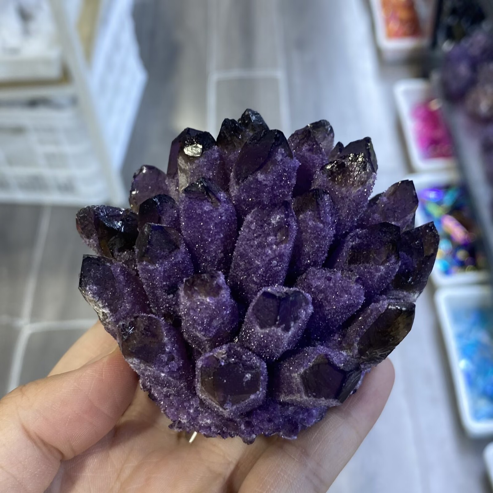 340g New purple Phantom Quartz Crystal Cluster Mineral Specimen Reiki Random
