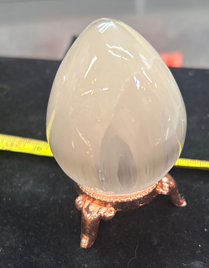 Selenite Polished 3″ Egg with Stand