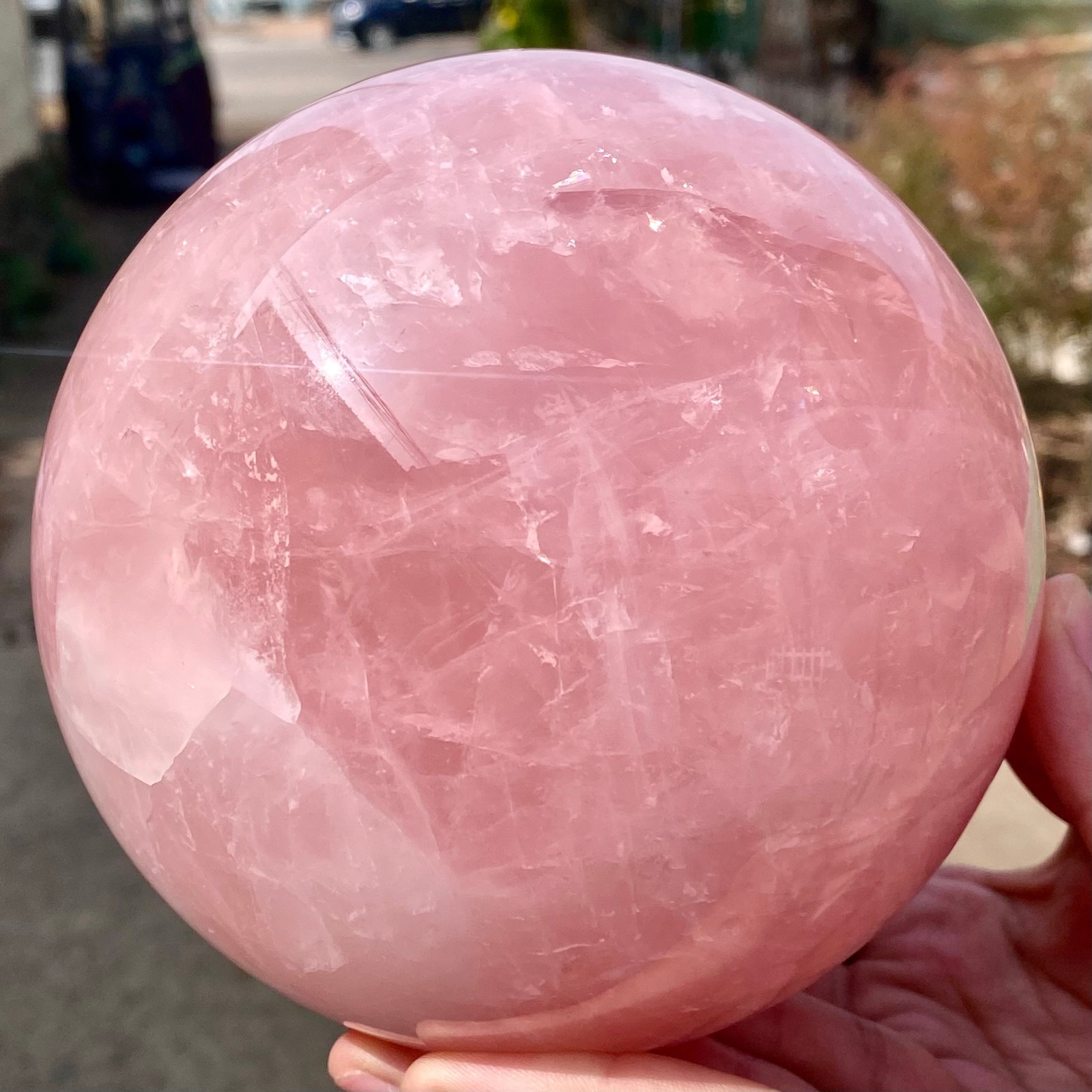 6.68LB Natural Crystal Pink Rose Chakra Quartz Sphere healing ball Specimen