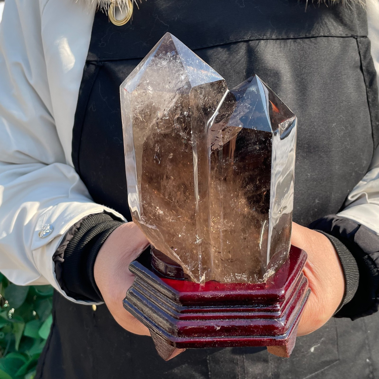 All 4.5LB Natural Smoky Quartz Obelisk Crystal Double Point Healing C2630