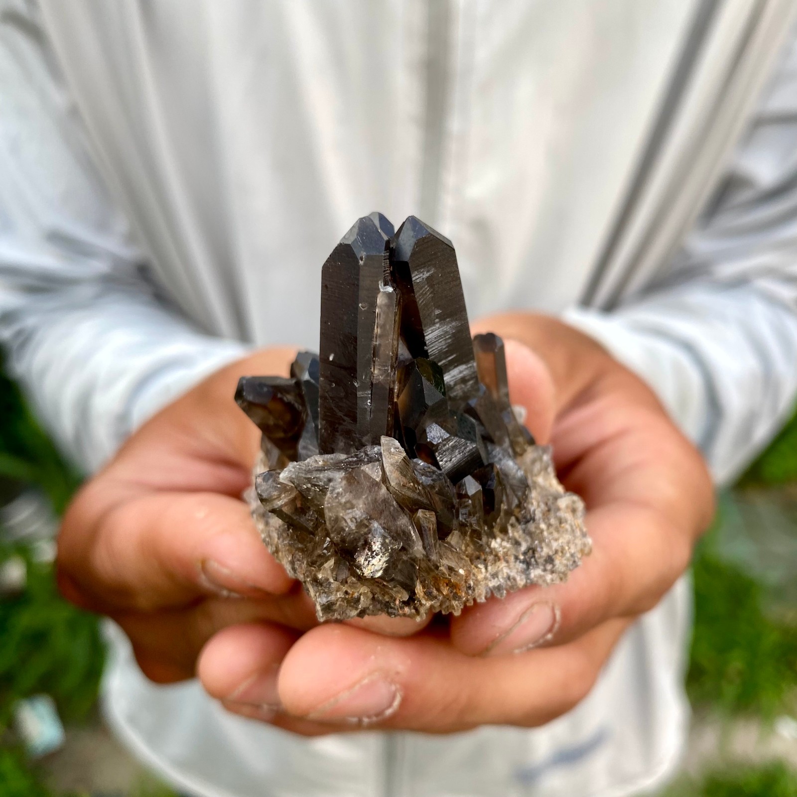 114G Natural Black Smoky Quartz Crystal Cluster Raw Mineral Specimen