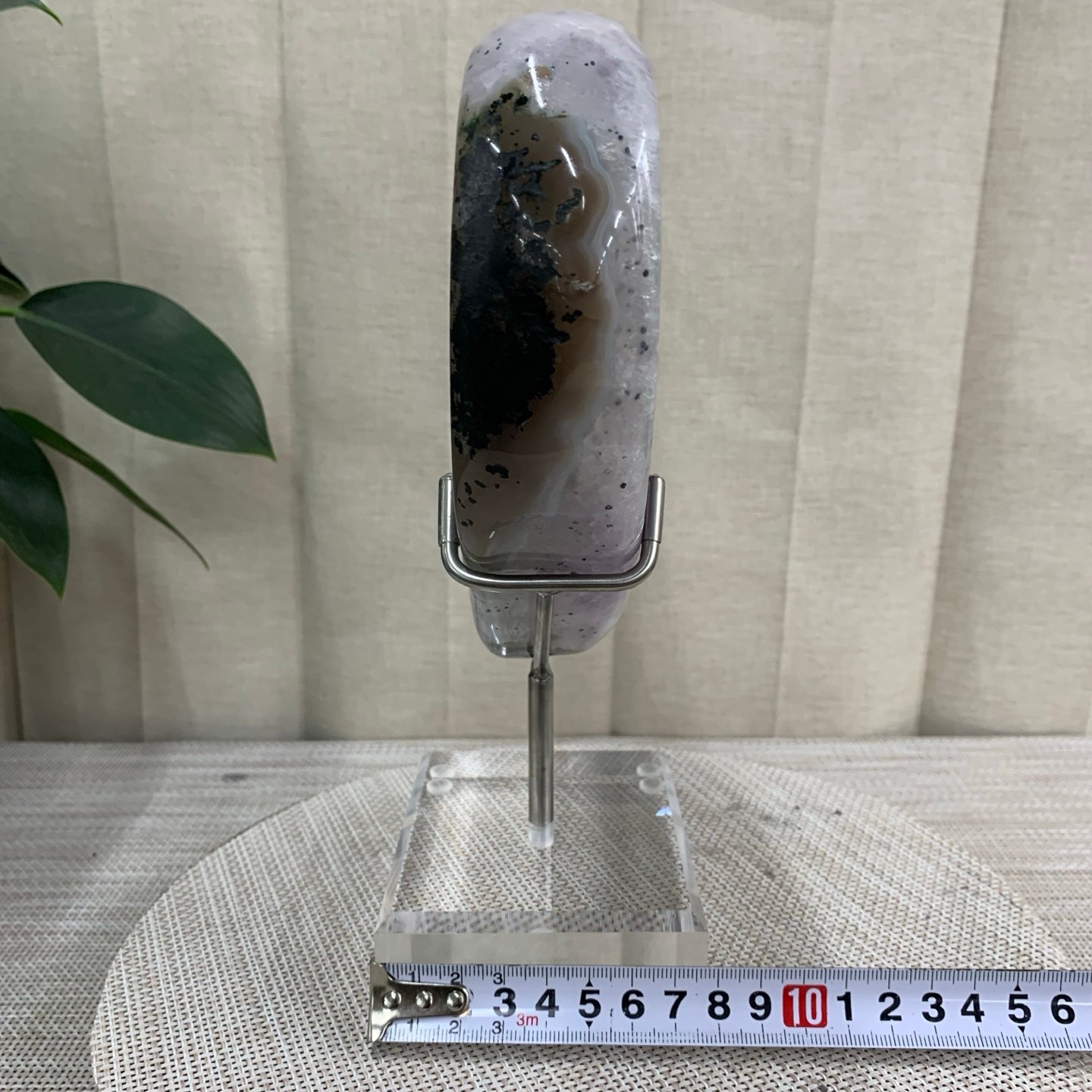 4.8LB Purple Amethyst Agate Heart Carving Natural Crystal Ornament Home Gif+base
