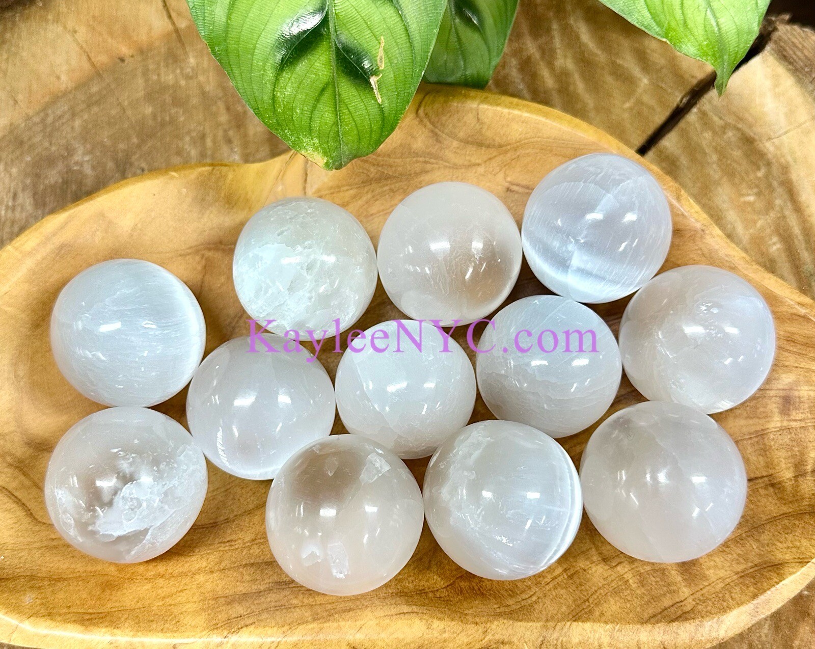 Wholesale Lot 12PCs Natural Selenite Aka Satin Spar Sphere Crystal Ball ~4cm