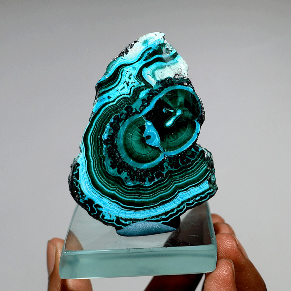 The Seer’s Stone — Orbital Chrysocolla Malachite Gem Slab — Banded Mineral Slice