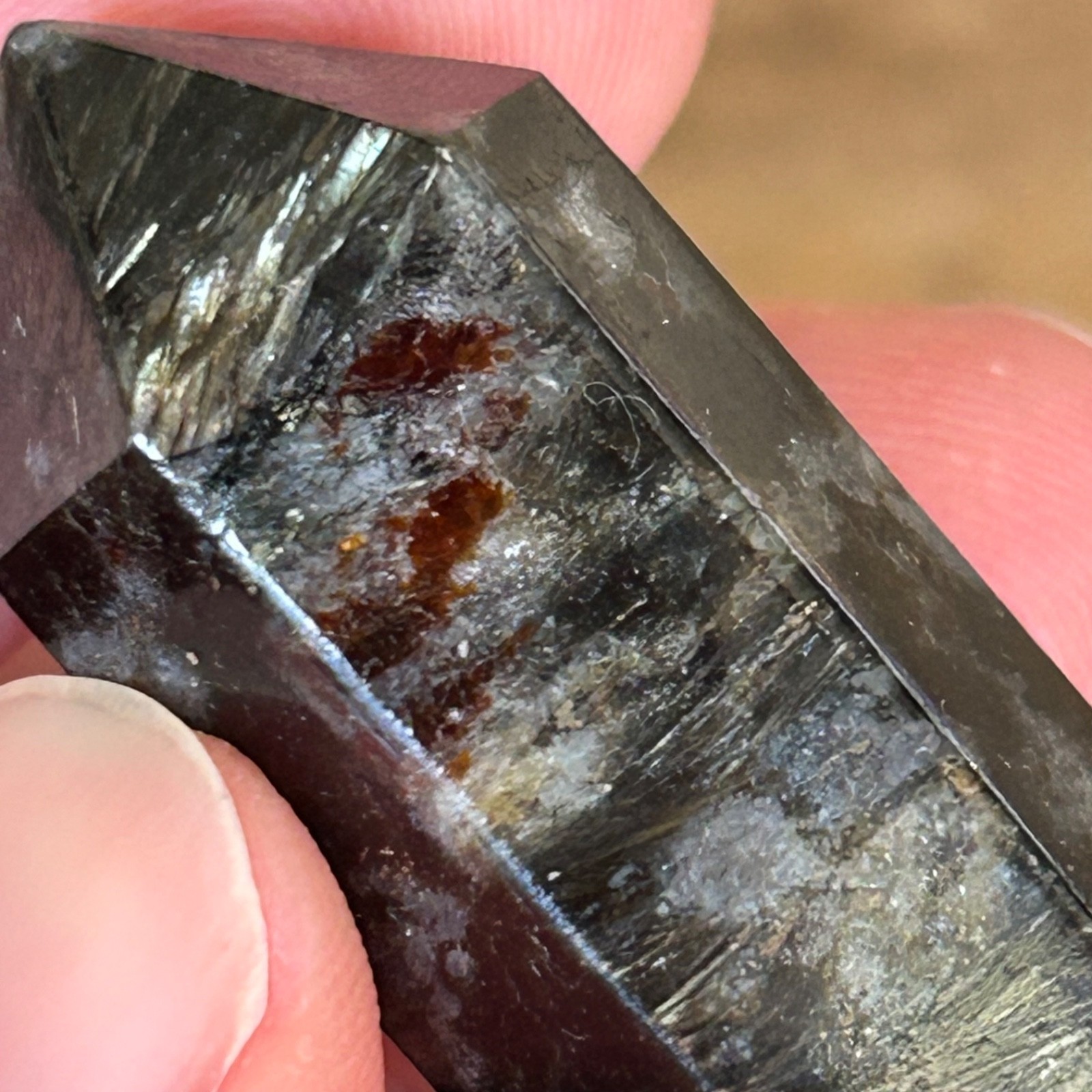 Natural Arfvedsonite Tower Polished Crystal Point Madagascar 1.5″
