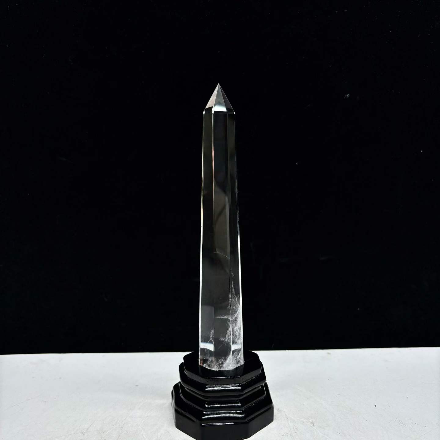 270g Natural White Quartz Obelisk Crystal Energy Tower Point Reiki Decor+Stand