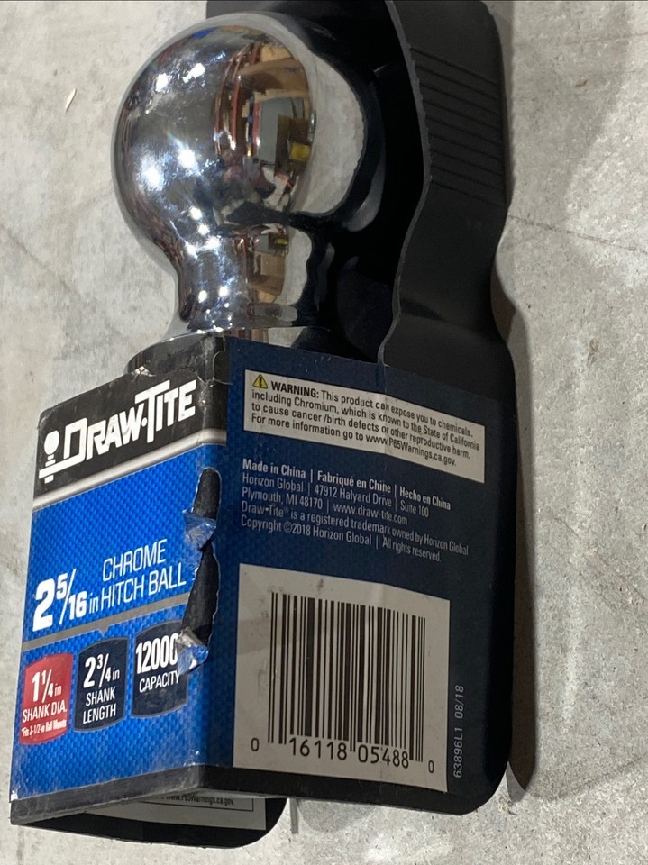 Draw-Tite 2-5/16″ x 1-1/4″ x 2-3/4″ GTW Chrome 12,000 lbs. Hitch Ball 63896 New