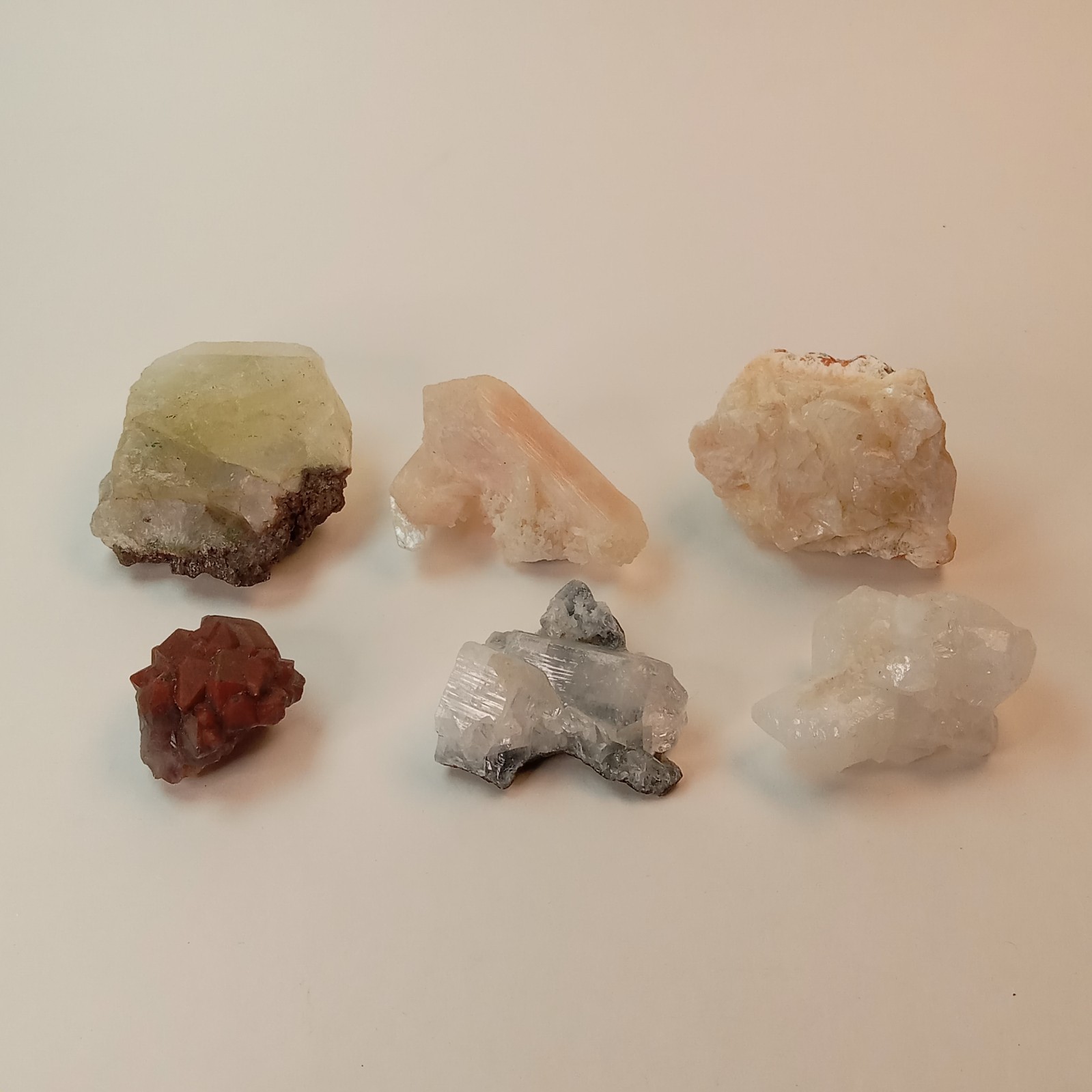 Mixed Mineral Specimen Lot 6pc Stilbite Green Apophyllite Amethyst India I14