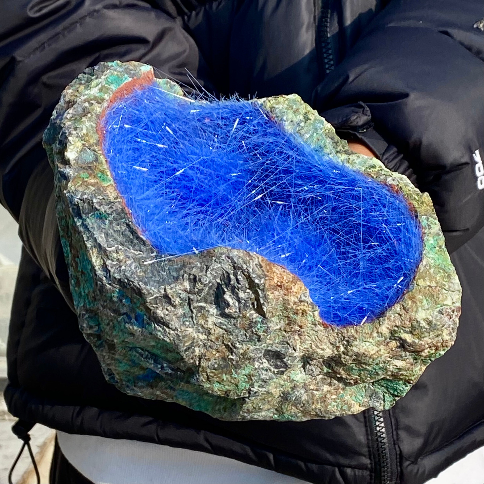 7.17LB Natural Blue Needle Iron Ore Mineral , Original Ore Quartz Crystal