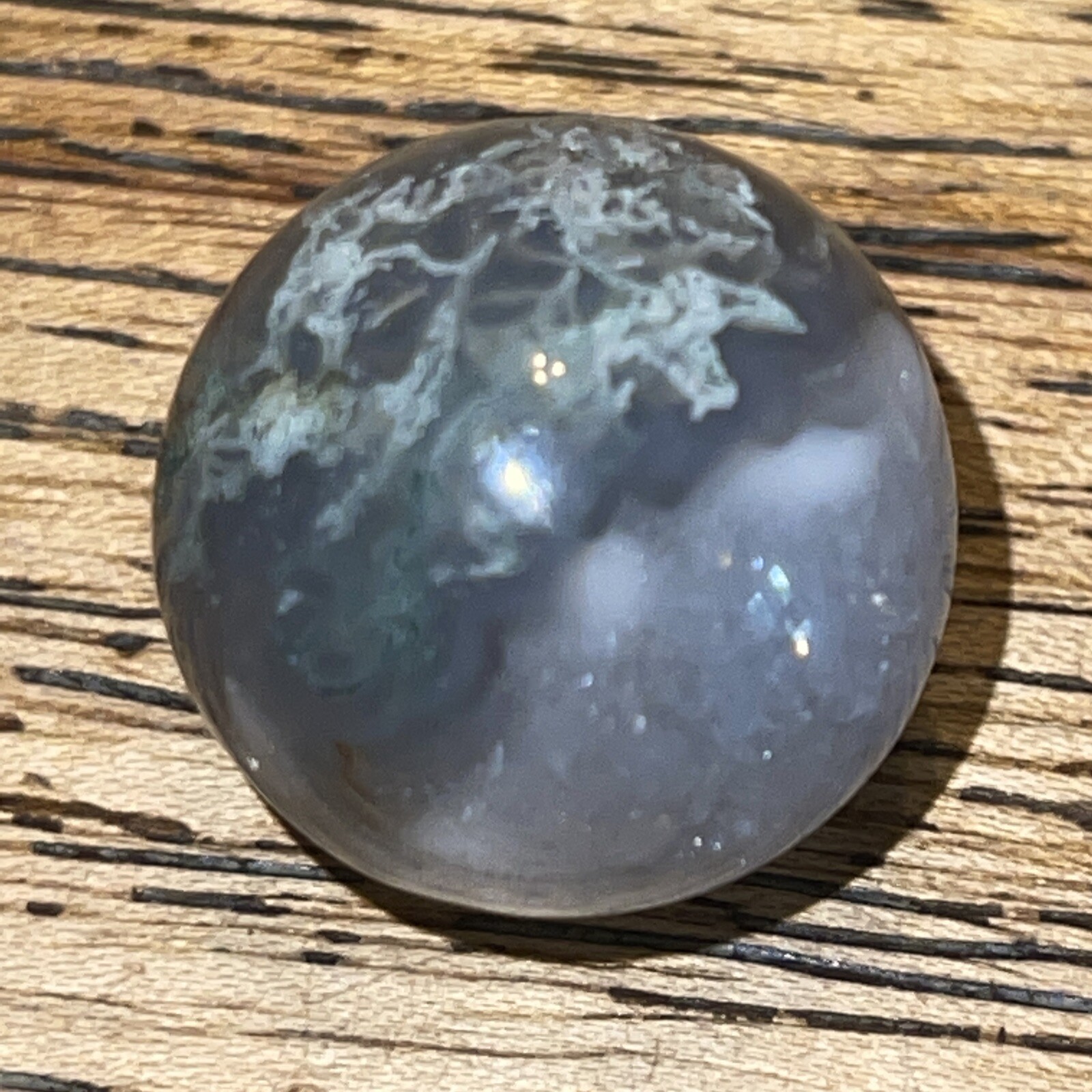 Moss Agate Sphere Ball Orb Marble 20.7mm, 16g