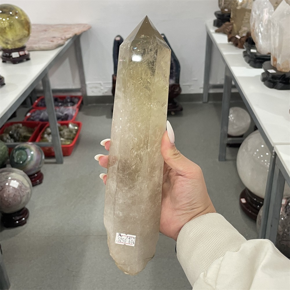 3.2LB 11.8″ Natural Smoky Quartz Obelisk Tower Crystal Quartz Energy+stand