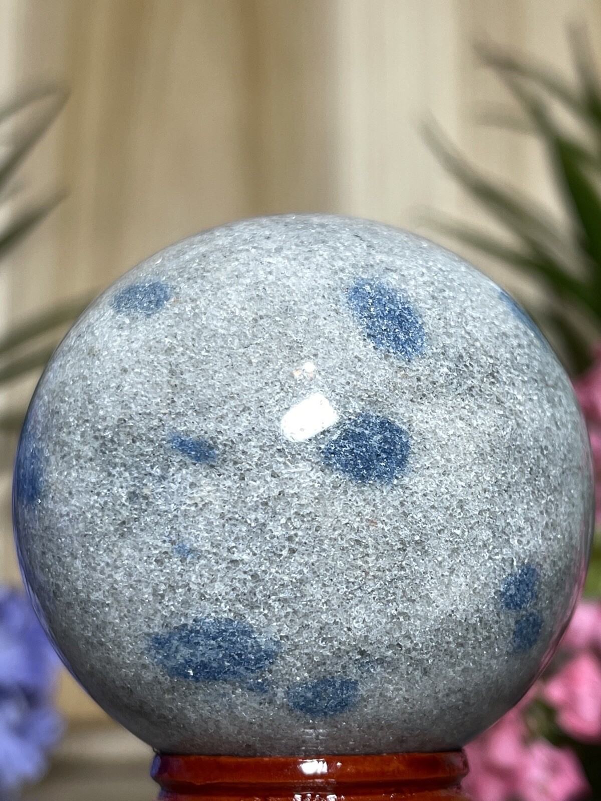 Cleavelandite Apatite SPHERE – Mineral Blue Grey Crystal Witch Stone Not K2