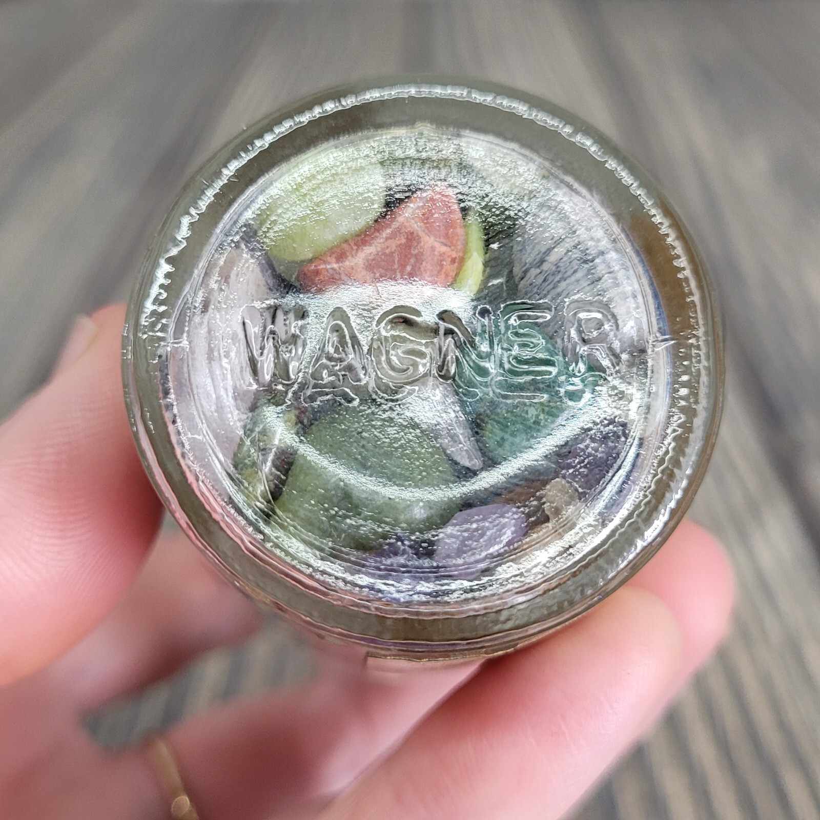 1/4lb Crystals in Vintage Wagner Glass Apothecary Spice Jar Witchy Decor Tumbles
