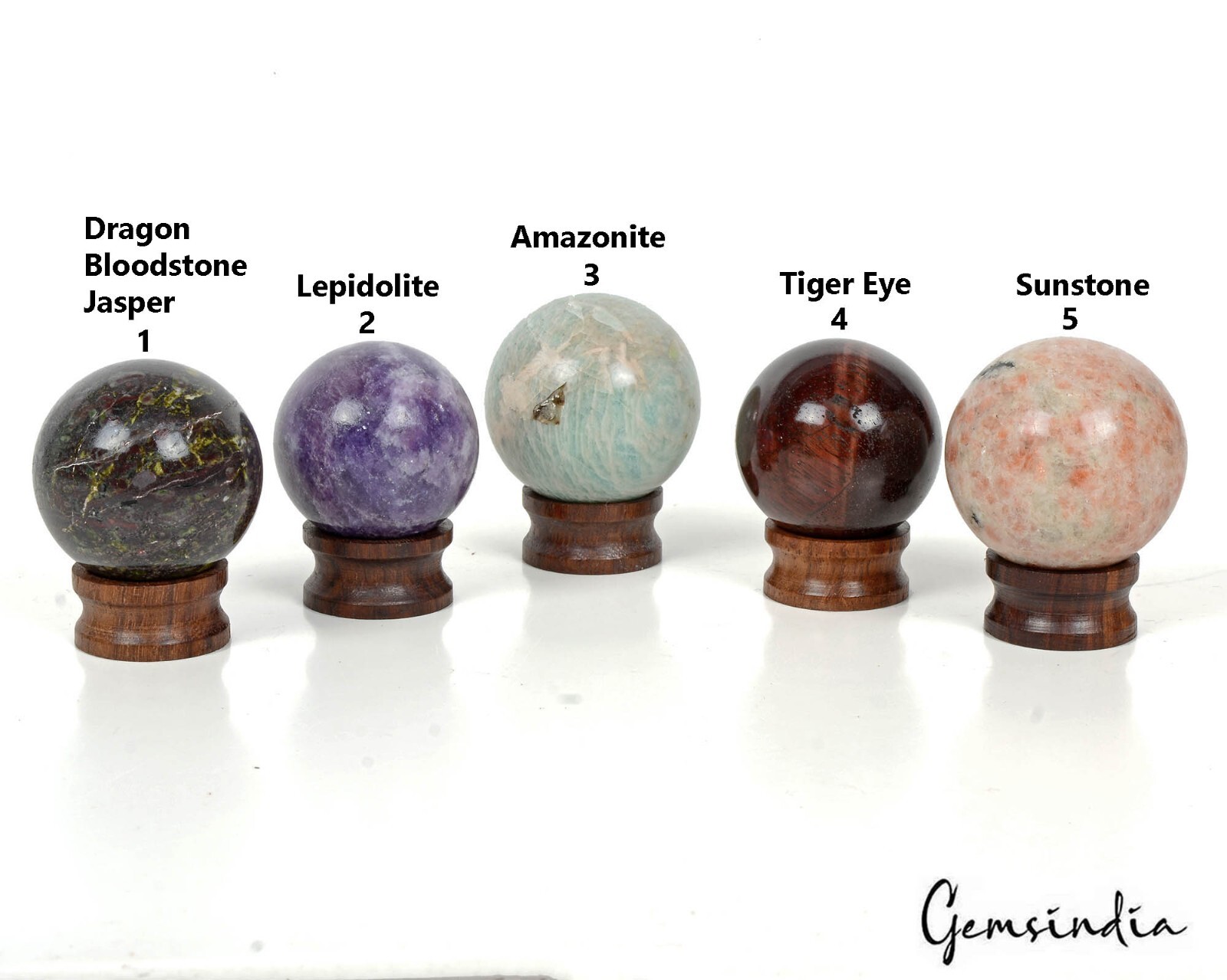 2240 Ct/5 Pcs Natural Untreated Multi Gems Healing Crystal Sphere Gem With Stand