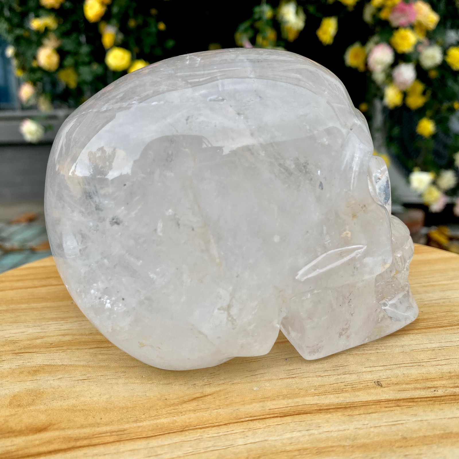 2.86LB TOP! White melting quartz hand carved crystal skull gem reiki healing