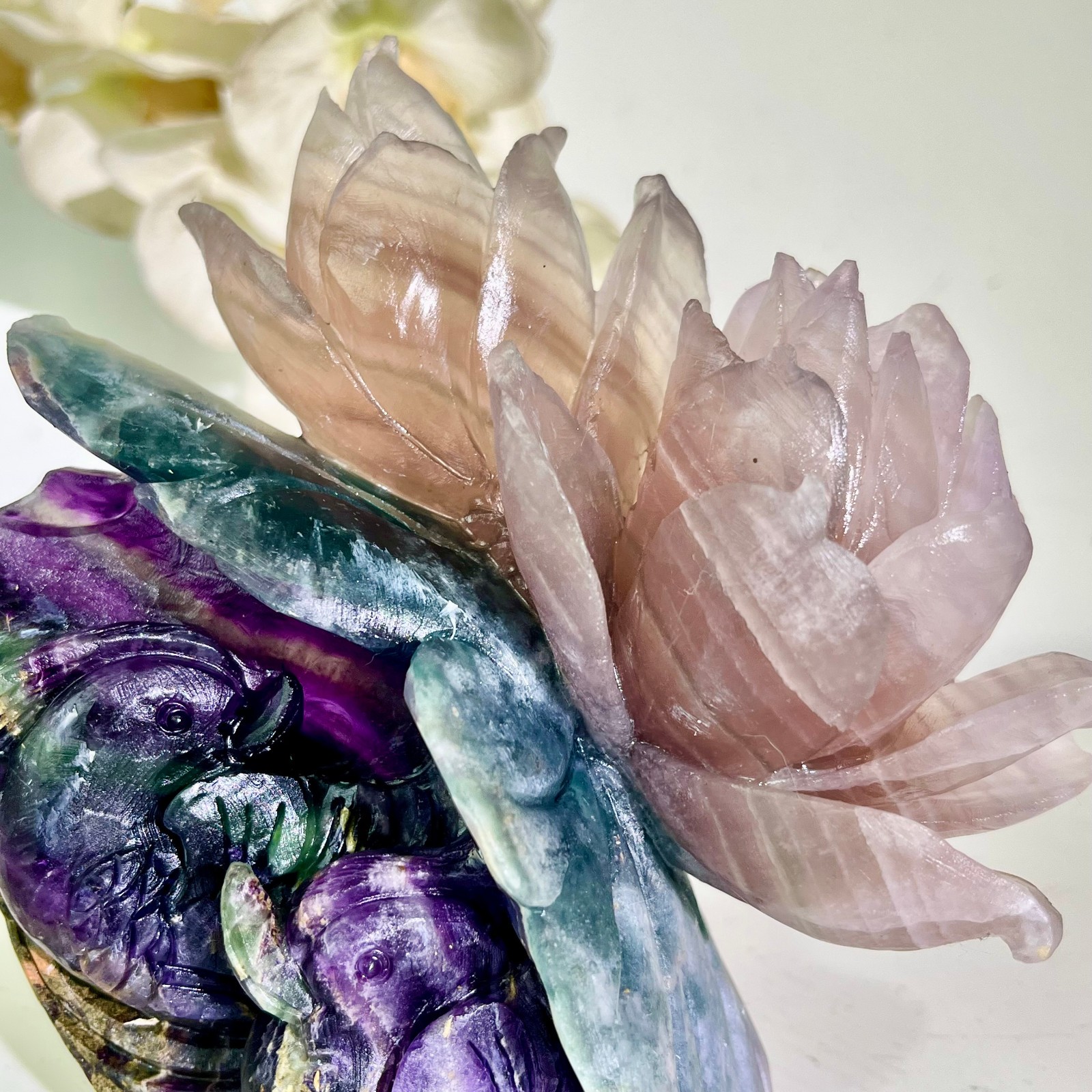 4.01LB Natural fluorite quartz products, hand carved and polished spiritual orn