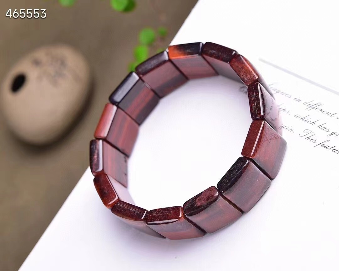 Genuine Natural Red Tiger Eye Gemstone Rectangle Beads Bracelet 15x20mm AAAA