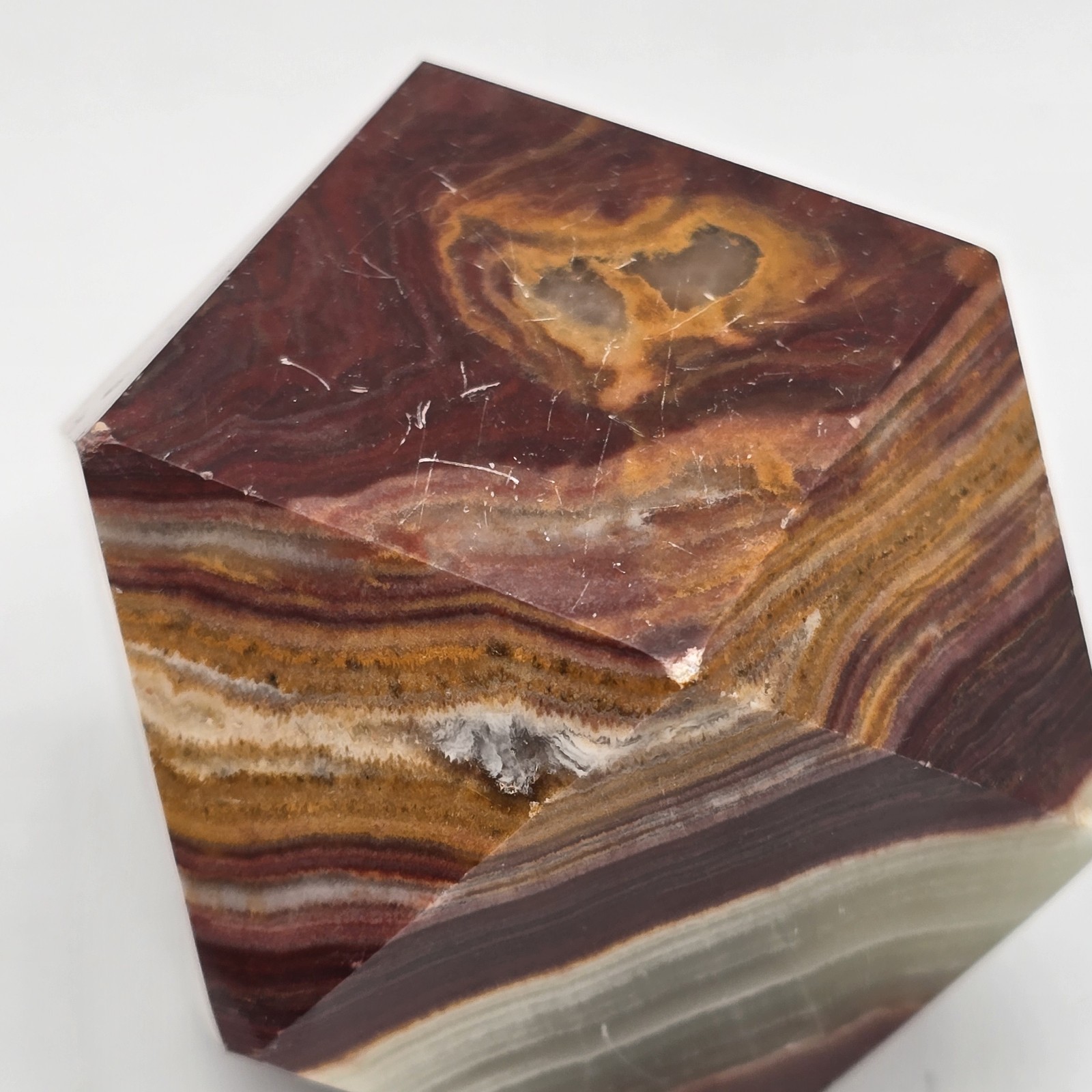 Polished Multicolor Banded Onyx Crystal Display Specimen Geometric Shape