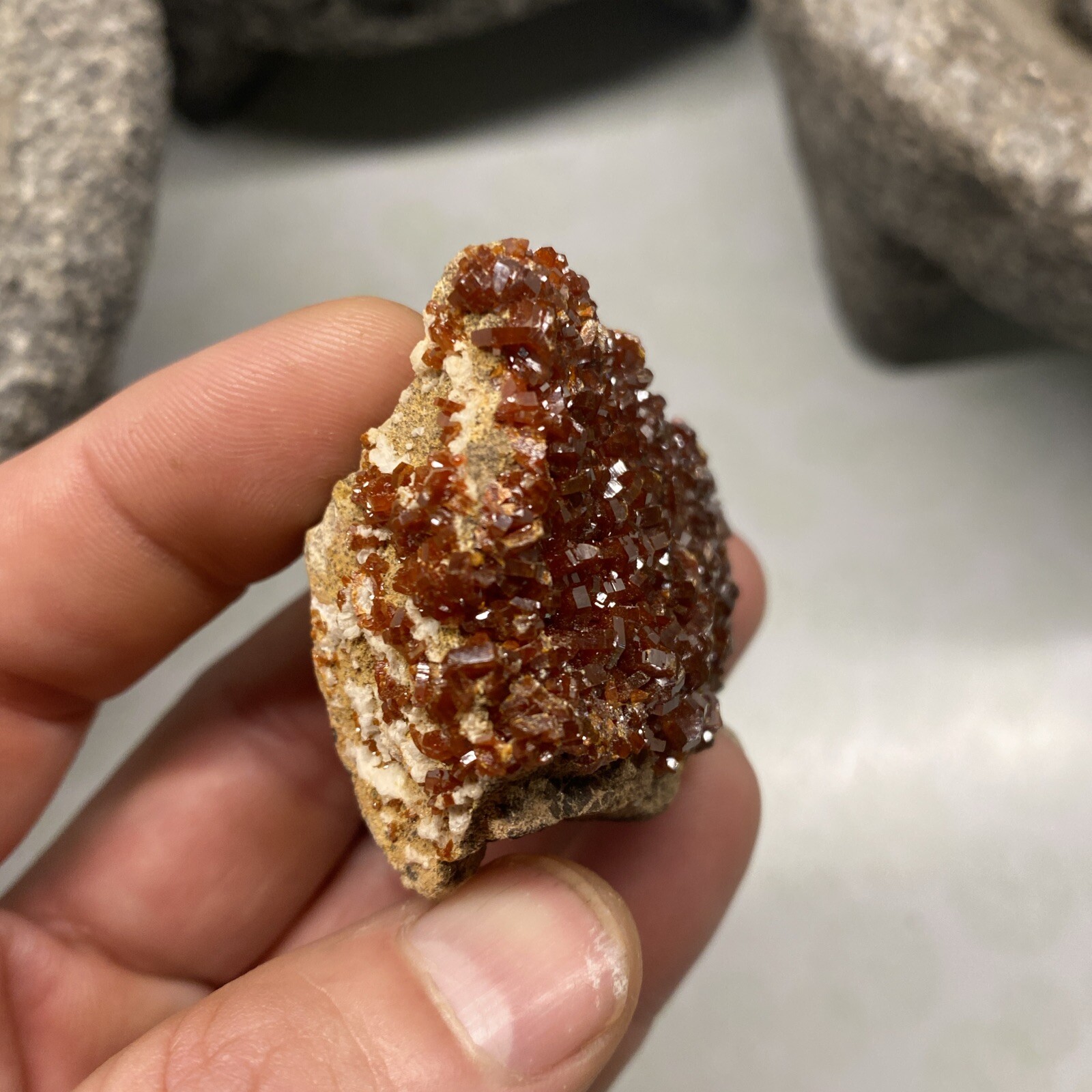 MLC 2 1/8 66g Red VANADINITE Crystals on Matrix Rock Mibladen, Morocco Mineral 2