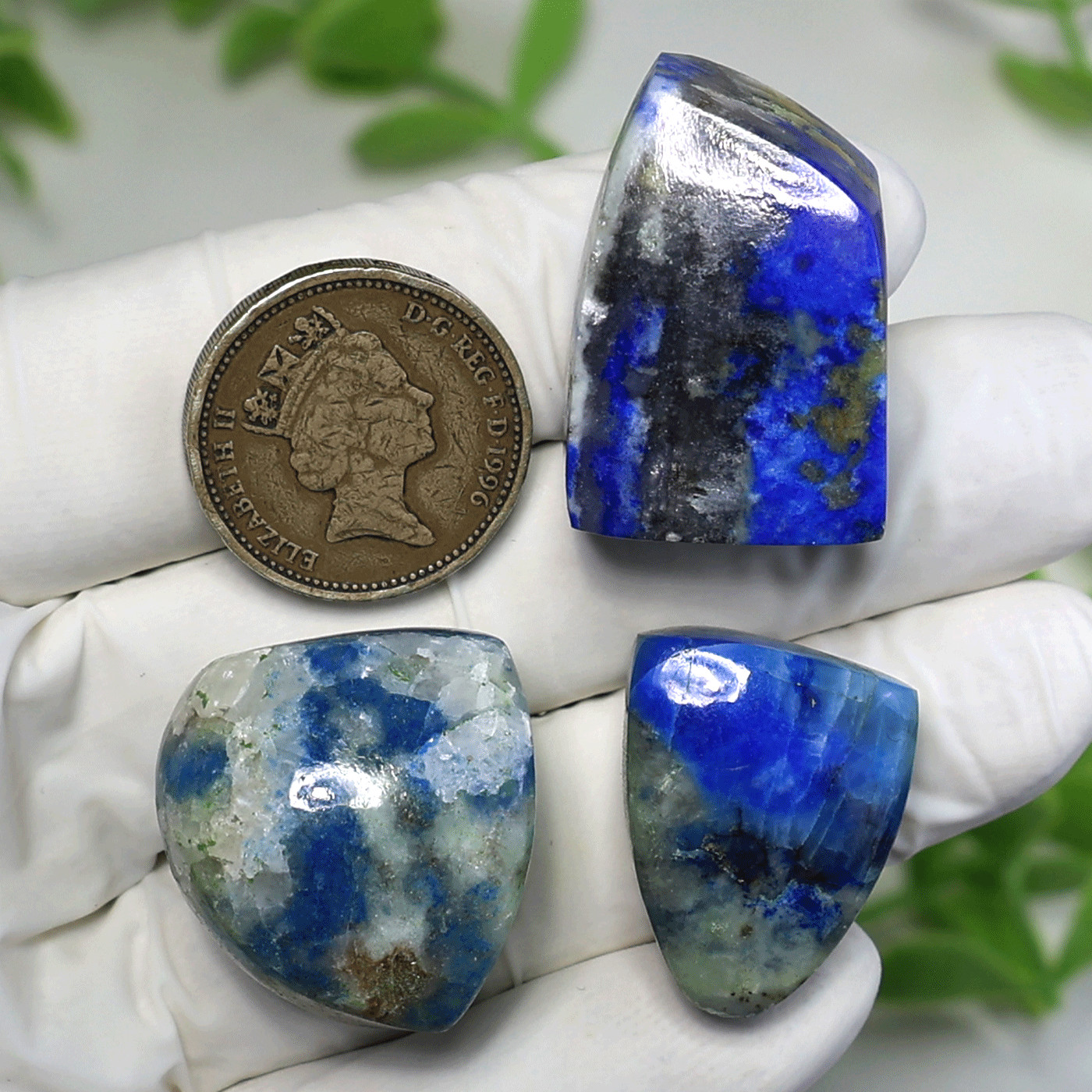 Natural Afghanite 3 Piece Set • Polished Freeform Collectors Crystal Palm Stones