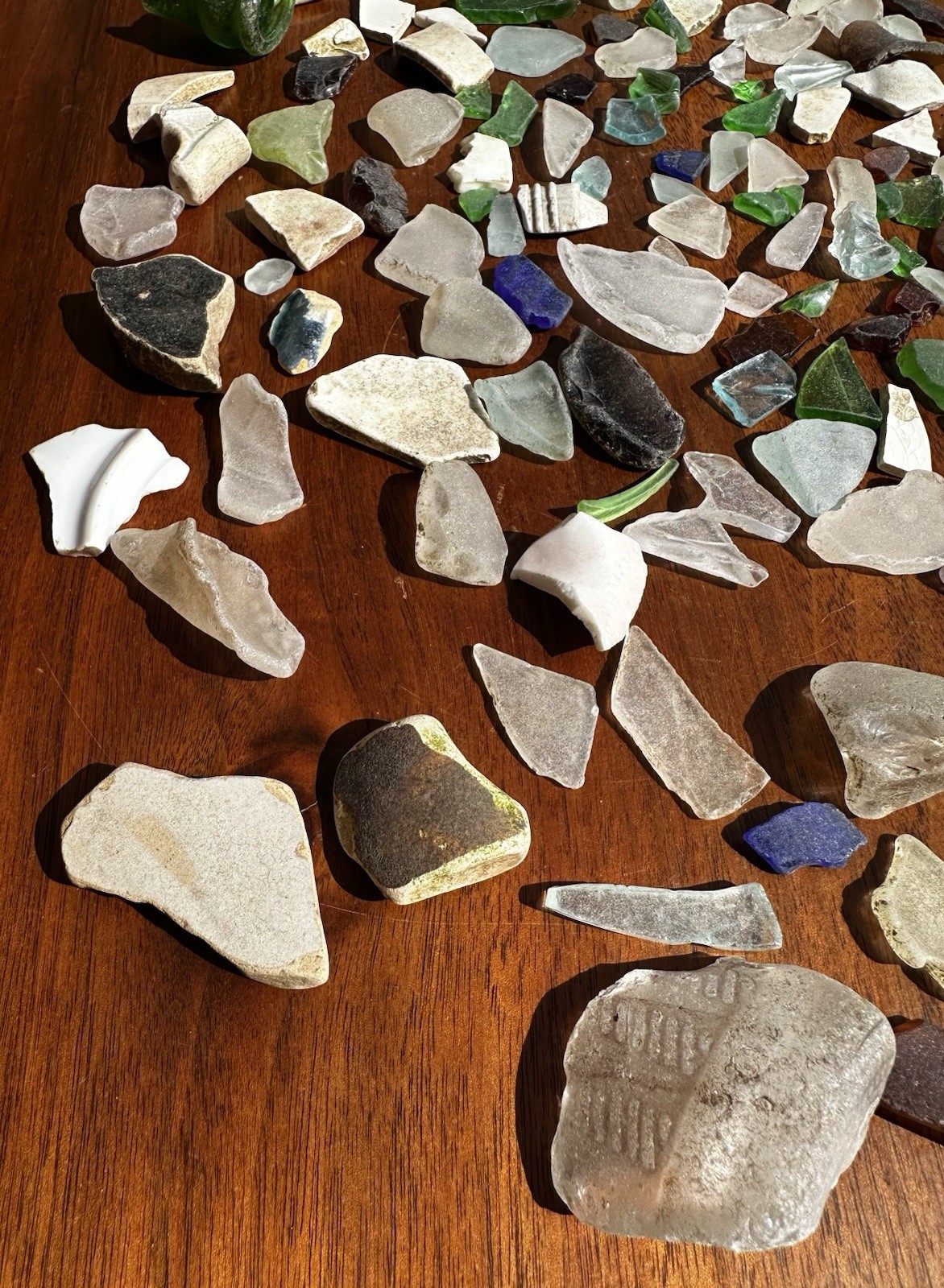 1 Plus Pounds of Natural Pa. River Glass- Green, Brown, Clear, White & Others